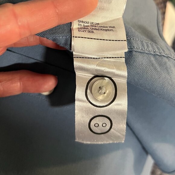 UNTUCKit Slim-Fit Denim-Blue 100% Cotton Short-Sleeve Button-Up SZ Med - Picture 4 of 5